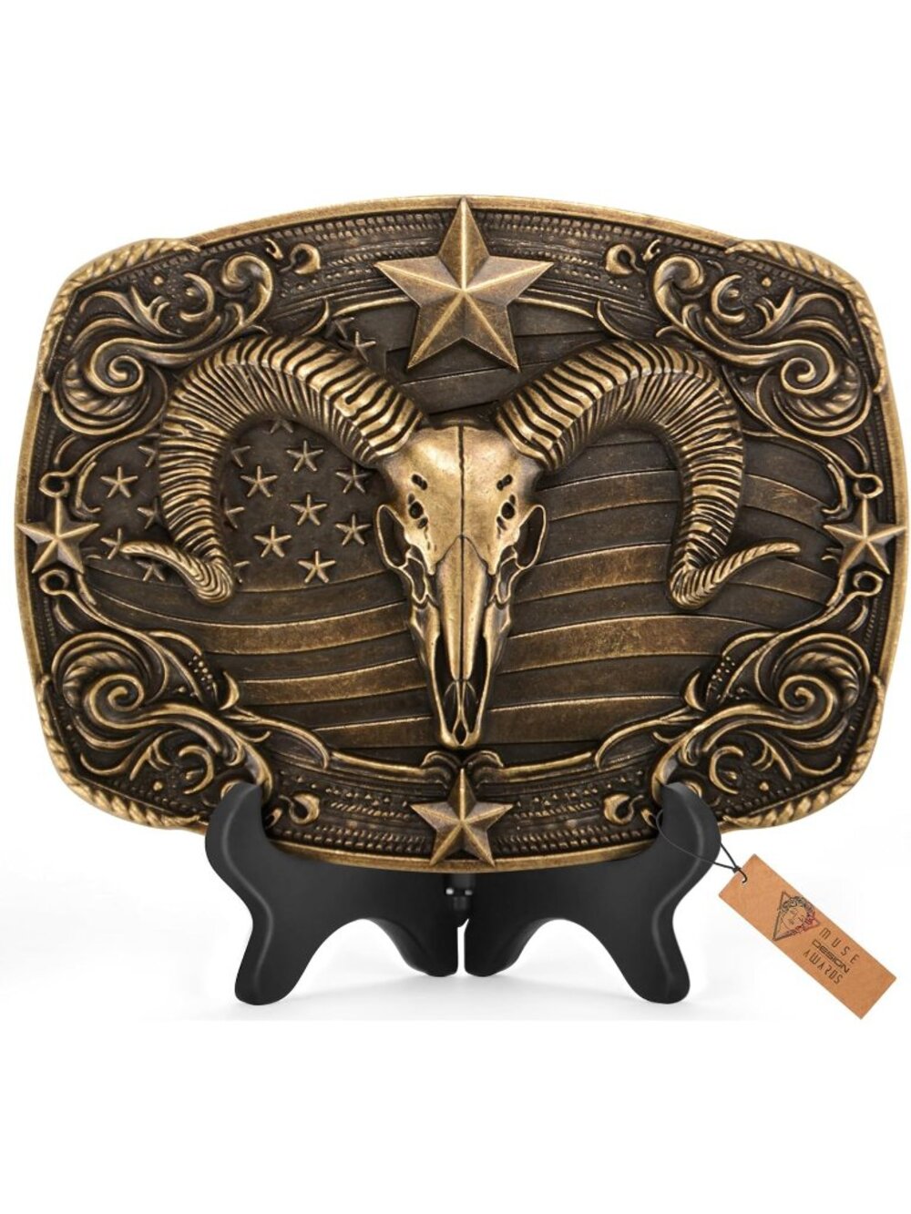 Men Argali Bronze Deer Western Cowboy Buckle for Men Women Belt